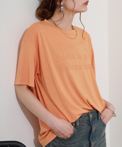 Re:EDIT(リエディ)の「接触冷感とろみロゴTシャツ 半袖(Tシャツ/カットソー・レディース・オレンジ・L/M)」の4枚目の写真