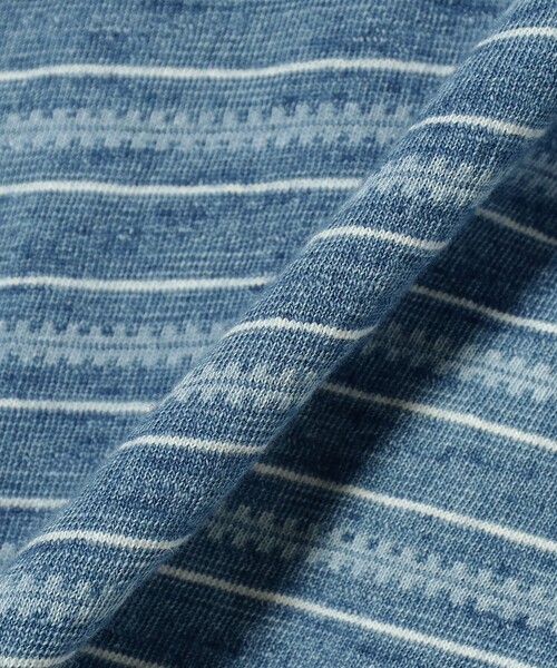 BEAMS PLUS(ビームスプラス)の「Pocket Tee Indigo Stripe(Tシャツ/カットソー・メンズ・ネイビー/サックスブルー・SMALL/LARGE/XX-LARGE/MEDIUM/X-LARGE)」の8枚目の写真