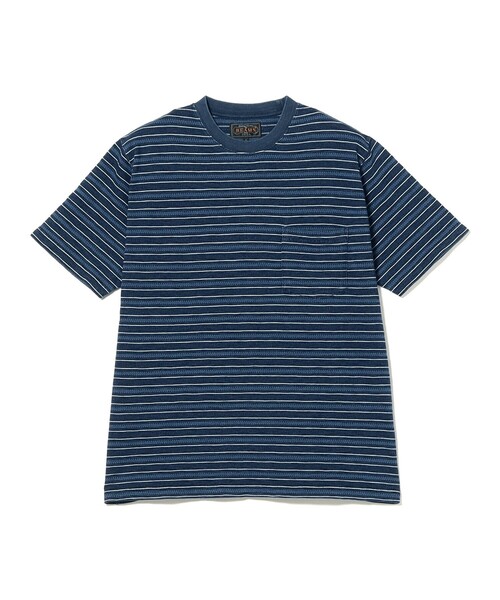 BEAMS PLUS(ビームスプラス)の「Pocket Tee Indigo Stripe(Tシャツ/カットソー・メンズ・ネイビー/サックスブルー・SMALL/LARGE/XX-LARGE/MEDIUM/X-LARGE)」の11枚目の写真