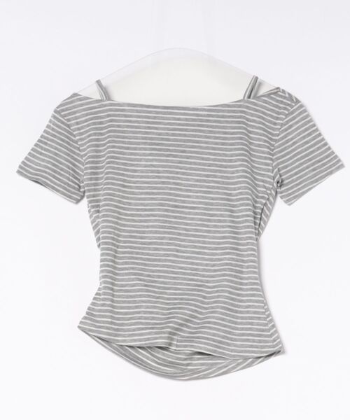MEMECLE(メメクル)の「【 MEMECLE / メメクル 】ドレープネックボーダートップス(Tシャツ/カットソー・レディース・ネイビー/ブラック/グレー/ホワイト・FREE)」の5枚目の写真
