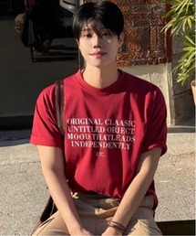【NOWLE】リラックスフィット メッセージレタリング 半袖Tシャツ / モダンストリート タイポグラフィ トップス