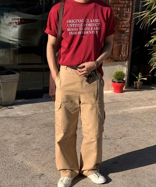 NOWLE（ノウル）の「【NOWLE】リラックスフィット メッセージレタリング 半袖Tシャツ / モダンストリート タイポグラフィ トップス（Tシャツ/カットソー・メンズ・レッド/ブラック・X-LARGE/LARGE/MEDIUM）」の13枚目の写真