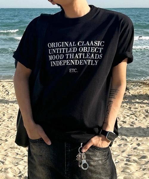 NOWLE（ノウル）の「【NOWLE】リラックスフィット メッセージレタリング 半袖Tシャツ / モダンストリート タイポグラフィ トップス（Tシャツ/カットソー・メンズ・レッド/ブラック・X-LARGE/LARGE/MEDIUM）」の20枚目の写真