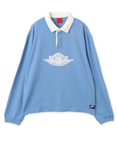 JORDAN BRAND(ジョーダンブランド)の「JORDAN BRAND M J FLT ESS RUGBY TOP / ジョーダン ブランド FLT ESS RUGBY L/S トップ/NIKE【SP】(Tシャツ/カットソー・メンズ・ブルー/ブラック・XL/M/L/S/XXL)」の2枚目の写真