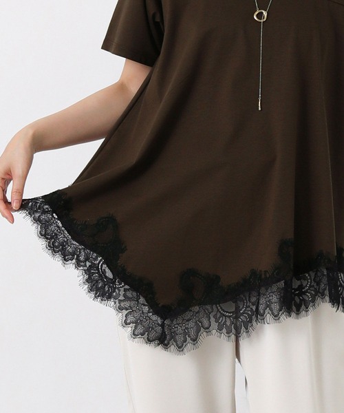 Gready Brilliant(グレディブリリアン)の「アシメヘムレースフレア(Tシャツ/カットソー・レディース・オフホワイト/ブラウン・FREE)」の16枚目の写真