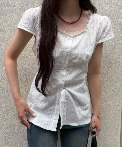 mebole(メボレ)の「バックリボンフリルブラウス(シャツ/ブラウス・レディース・ブラック/ホワイト・FREE)」の14枚目の写真