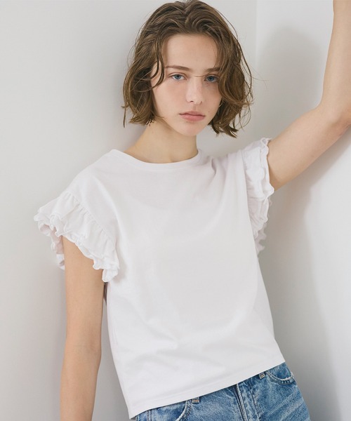 coca(coca)(コカ)の「フリルトップス(Tシャツ/カットソー・レディース・ブラック/ホワイト・S/M/L)」の2枚目の写真