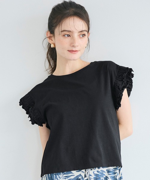 coca(coca)(コカ)の「フリルトップス(Tシャツ/カットソー・レディース・ブラック/ホワイト・S/M/L)」の1枚目の写真