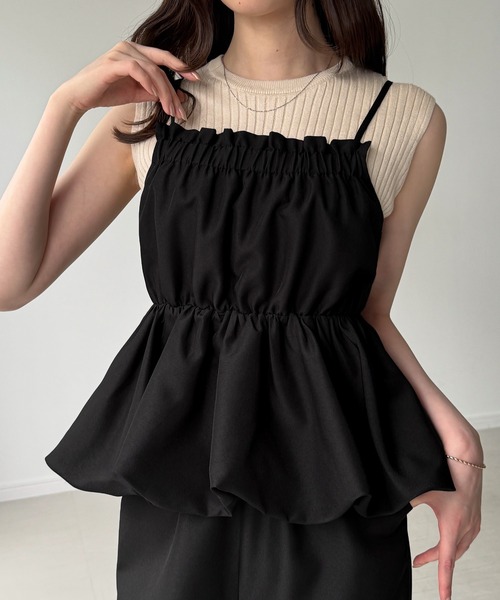 junoah（ジュノア）の「バルーンビスチェセットアップ 3点セット（セットアップ・レディース・ライトベージュ/ブラック/チャコール・SMALL/LARGE/MEDIUM）」の9枚目の写真
