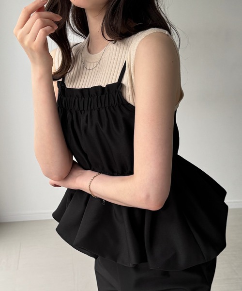 junoah（ジュノア）の「バルーンビスチェセットアップ 3点セット（セットアップ・レディース・ライトベージュ/ブラック/チャコール・SMALL/LARGE/MEDIUM）」の10枚目の写真