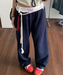 ロープベルト付きストリートワイドパンツ