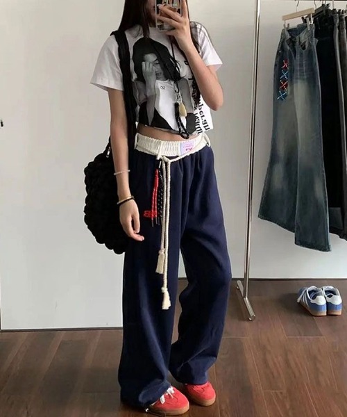 2ly2(トゥーリートゥー)の「ロープベルト付きストリートワイドパンツ(その他パンツ・レディース・ネイビー/ブラック/ライトグレー・FREE)」の4枚目の写真