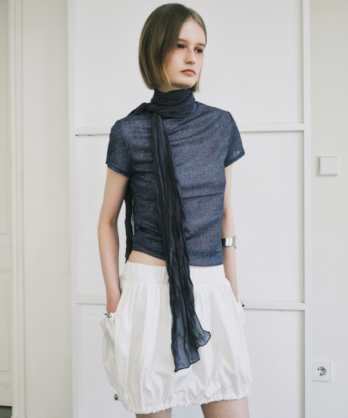 NICK&NICOLE(ニックアンドニコール)の「SHEER DENIM MOOD TOP_BLUE(Tシャツ/カットソー・レディース・その他・FREE)」の2枚目の写真