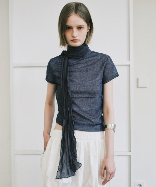 NICK&NICOLE(ニックアンドニコール)の「SHEER DENIM MOOD TOP_BLUE(Tシャツ/カットソー・レディース・その他・FREE)」の3枚目の写真