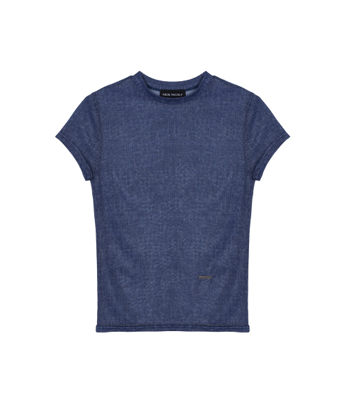 NICK&NICOLE(ニックアンドニコール)の「SHEER DENIM MOOD TOP_BLUE(Tシャツ/カットソー・レディース・その他・FREE)」の4枚目の写真