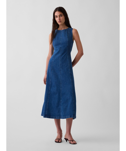GAP(ギャップ)の「シーム デニム マキシワンピース(ワンピース・レディース・インディゴブルー・L/XXS/M/XS/S)」の1枚目の写真