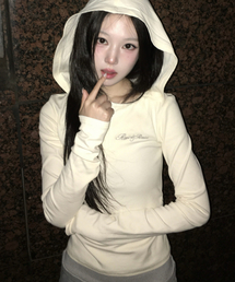 Henley Neck Slim-Fit Hooded Long Sleeve Ivory