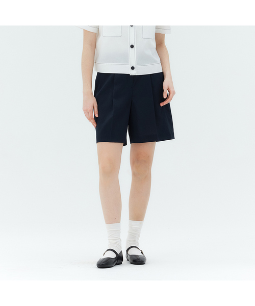 MIND BRIDGE WOMEN（マインドブリッジウーマン）の「[W]ツーピンタックショートパンツ - 2カラー MYHP3210（その他パンツ・レディース・ブラック/ダークネイビー・55/66）」の2枚目の写真