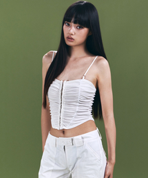 Lilian Shirring Sleeveless Top (Ivory)