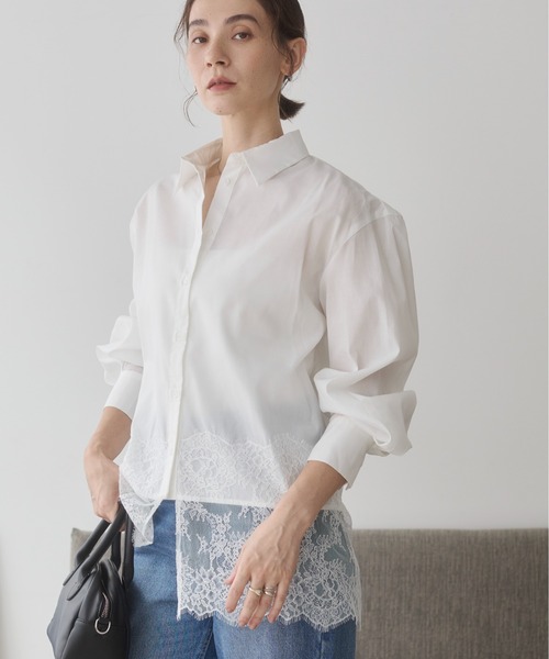 ANGIE(アンジー)の「裾レース ドッキング シャツ / オフィスカジュアル / 通勤 / 秋服(シャツ/ブラウス・レディース・ブラウン/ブラック/ホワイト・FREE)」の20枚目の写真