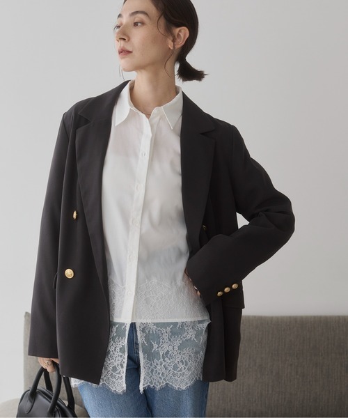 ANGIE(アンジー)の「裾レース ドッキング シャツ / オフィスカジュアル / 通勤 / 秋服(シャツ/ブラウス・レディース・ブラウン/ブラック/ホワイト・FREE)」の15枚目の写真