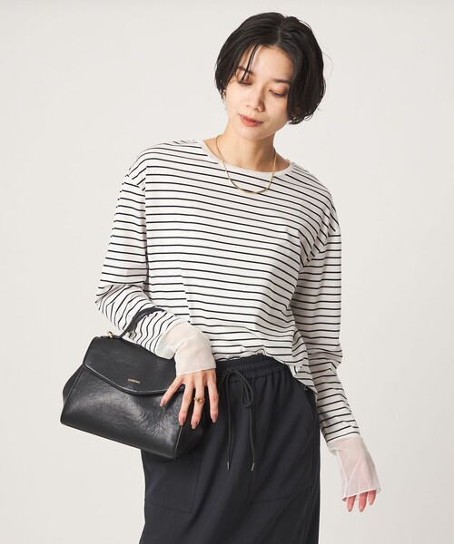 green label relaxing(グリーンレーベルリラクシング)の「ソデ チュール プルオーバー カットソー(Tシャツ/カットソー・レディース・その他1/オフホワイト/ブラック/その他2・FREE)」の3枚目の写真
