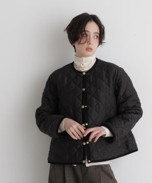 Traditional Weatherwear(トラディショナルウェザーウェア)の「Traditional Weatherwear/別注 ARKLEY A-LINE(ノーカラージャケット・レディース・ブラック/アイボリー・32/34)」の1枚目の写真