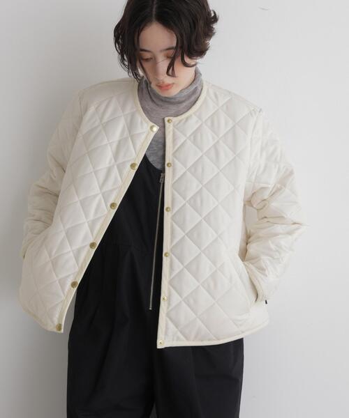Traditional Weatherwear(トラディショナルウェザーウェア)の「Traditional Weatherwear/別注 ARKLEY A-LINE(ノーカラージャケット・レディース・ブラック/アイボリー・32/34)」の4枚目の写真