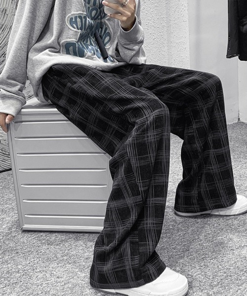 KELVIN(ケルヴァン)の「Grid Check Wide Pants グリッドチェックワイドパンツ(その他パンツ・メンズ・ブラック/カーキ・MEDIUM/LARGE)」の6枚目の写真