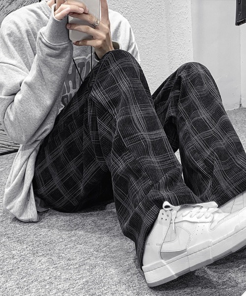 KELVIN(ケルヴァン)の「Grid Check Wide Pants グリッドチェックワイドパンツ(その他パンツ・メンズ・ブラック/カーキ・MEDIUM/LARGE)」の7枚目の写真