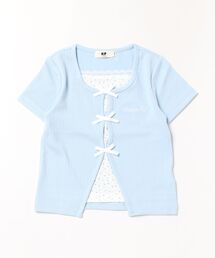 KP（ケーピー）の「カーディガンレイヤード風 半袖Ｔシャツ（Tシャツ/カットソー）」
