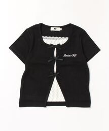 KP（ケーピー）の「カーディガンレイヤード風 半袖Ｔシャツ（Tシャツ/カットソー）」