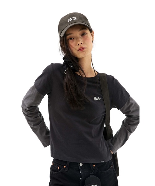 EMIS(イミス)の「(W) LAYERED LS T-SHIRT(Tシャツ/カットソー・レディース・ライトグレー/ブラック/クリーム・FREE)」の5枚目の写真
