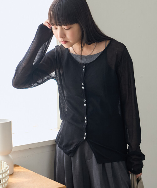 FREAK'S STORE(フリークスストア)の「シアーニットカーディガン(カーディガン/ボレロ・レディース・オフホワイト/ブルー/ブラック・フリ-)」の12枚目の写真