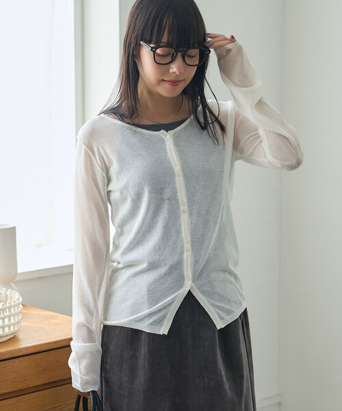FREAK'S STORE(フリークスストア)の「シアーニットカーディガン(カーディガン/ボレロ・レディース・オフホワイト/ブルー/ブラック・フリ-)」の20枚目の写真