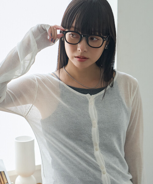 FREAK'S STORE(フリークスストア)の「シアーニットカーディガン(カーディガン/ボレロ・レディース・オフホワイト/ブルー/ブラック・フリ-)」の22枚目の写真