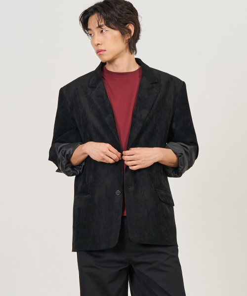 EXCONTAINER(エックスコンテナ)の「Classic BURTON SUADE blazer (BLACK)(テーラードジャケット・メンズ・その他・MEDIUM/LARGE/X-LARGE)」の1枚目の写真