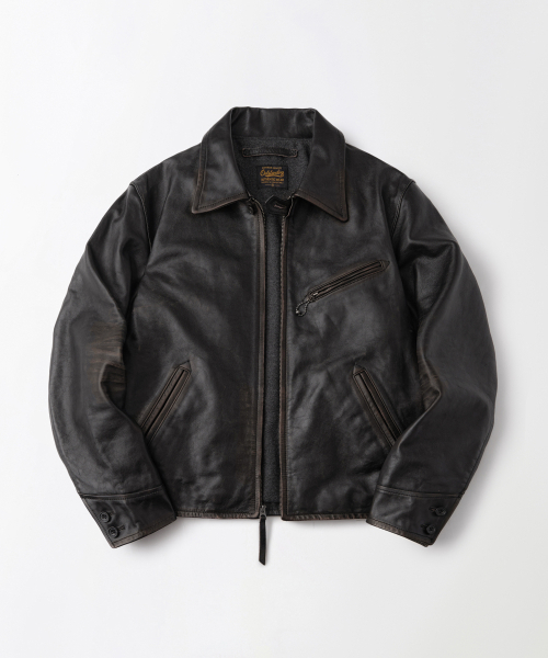 OUTSTANDING(アウトスタンディング)の「LEATHER SPORTS JACKET_VINTAGE BLACK(ライダースジャケット・メンズ・その他・SMALL/MEDIUM/LARGE)」の1枚目の写真
