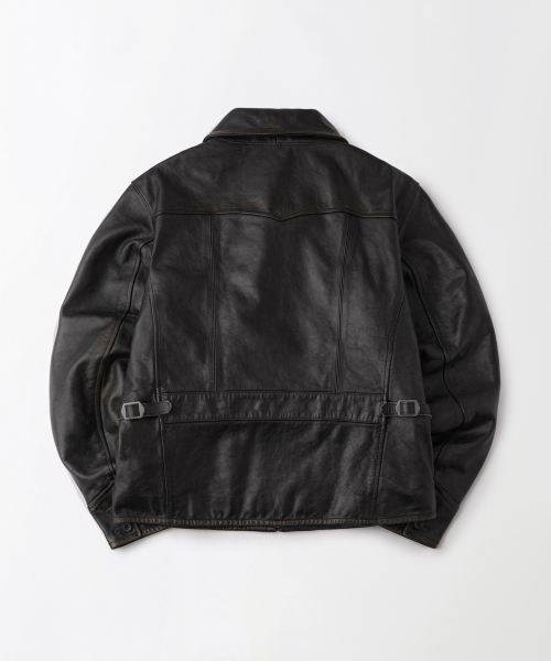 OUTSTANDING(アウトスタンディング)の「LEATHER SPORTS JACKET_VINTAGE BLACK(ライダースジャケット・メンズ・その他・SMALL/MEDIUM/LARGE)」の2枚目の写真