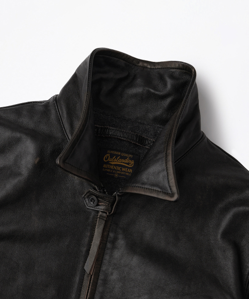 OUTSTANDING(アウトスタンディング)の「LEATHER SPORTS JACKET_VINTAGE BLACK(ライダースジャケット・メンズ・その他・SMALL/MEDIUM/LARGE)」の4枚目の写真