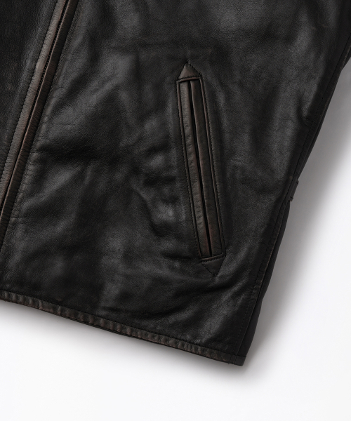 OUTSTANDING(アウトスタンディング)の「LEATHER SPORTS JACKET_VINTAGE BLACK(ライダースジャケット・メンズ・その他・SMALL/MEDIUM/LARGE)」の8枚目の写真