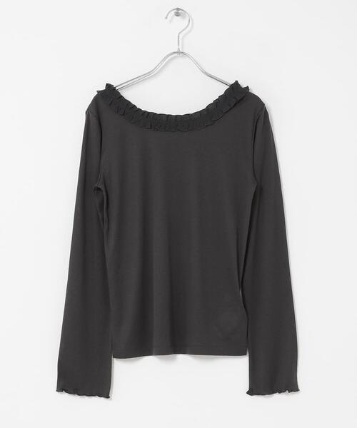 SENSE OF PLACE by URBAN RESEARCH(センスオブプレイスバイアーバンリサーチ)の「フリルネックカットトップ(Tシャツ/カットソー・レディース・ライトブルー/チャコールグレー/アイボリー・ONE)」の3枚目の写真