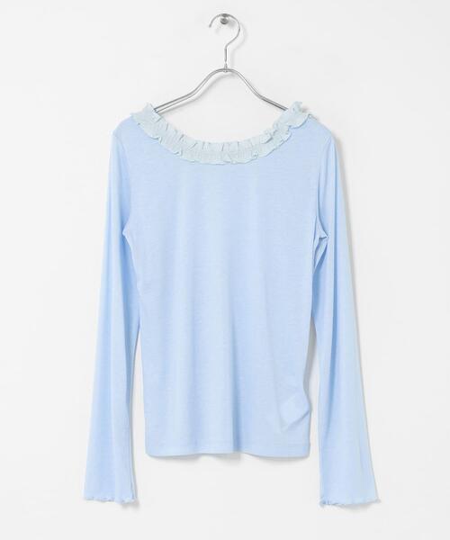 SENSE OF PLACE by URBAN RESEARCH(センスオブプレイスバイアーバンリサーチ)の「フリルネックカットトップ(Tシャツ/カットソー・レディース・ライトブルー/チャコールグレー/アイボリー・ONE)」の1枚目の写真