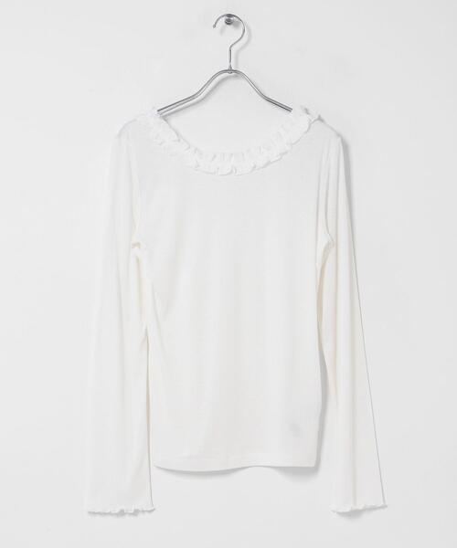 SENSE OF PLACE by URBAN RESEARCH(センスオブプレイスバイアーバンリサーチ)の「フリルネックカットトップ(Tシャツ/カットソー・レディース・ライトブルー/チャコールグレー/アイボリー・ONE)」の4枚目の写真