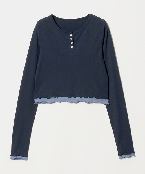 California General Store(California General Store)の「<CGS.>レイヤード ヘンリー ネック ウィメンズ(Tシャツ/カットソー・レディース・ホワイト/ネイビー/グレー系・FREE)」の1枚目の写真