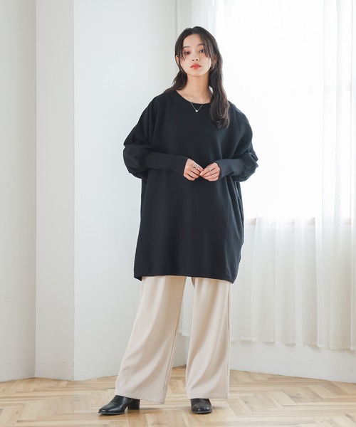 n'OrLABEL(ノアールレーベル)の「ドルマンチュニック(Tシャツ/カットソー・レディース・チャコールグレー/ブラック/ボルドー・FREE)」の14枚目の写真