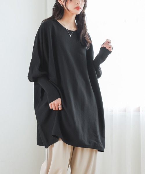 n'OrLABEL(ノアールレーベル)の「ドルマンチュニック(Tシャツ/カットソー・レディース・チャコールグレー/ブラック/ボルドー・FREE)」の15枚目の写真