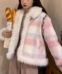 ショート丈 ウール フェイクファージャケット