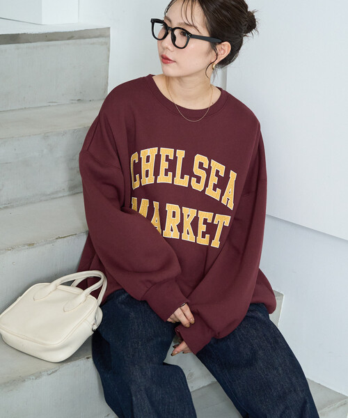 FREAK'S STORE(フリークスストア)の「限定展開 CHELSEA クラック プリント カレッジ スウェット(スウェット・レディース・グレー/ネイビー/ワイン/ナチュラル/チャコール・フリ-)」の5枚目の写真