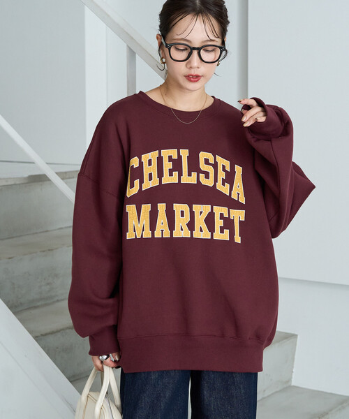 FREAK'S STORE(フリークスストア)の「限定展開 CHELSEA クラック プリント カレッジ スウェット(スウェット・レディース・グレー/ネイビー/ワイン/ナチュラル/チャコール・フリ-)」の6枚目の写真